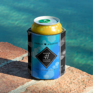 Elegant 41st Blue Topaz Wedding Anniversary Can Cooler