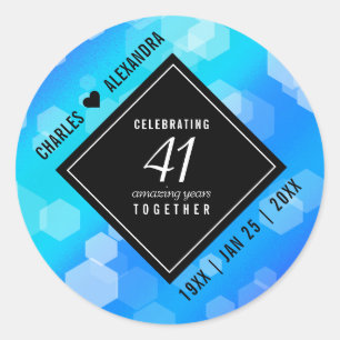 Elegant 41st Blue Topaz Wedding Anniversary Classic Round Sticker