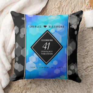 Elegant 41st Blue Topaz Wedding Anniversary Cushion