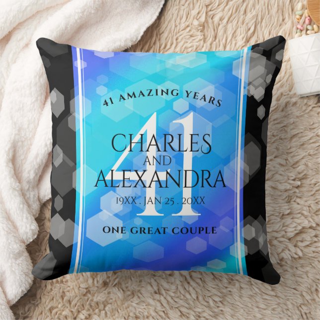 Elegant 41st Blue Topaz Wedding Anniversary Cushion (Blanket)