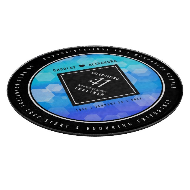 Elegant 41st Blue Topaz Wedding Anniversary Cutting Board (Corner)