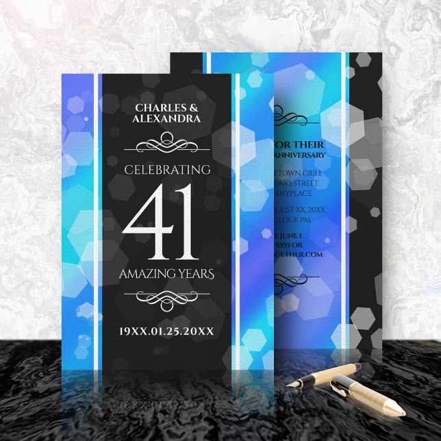 Elegant 41st Blue Topaz Wedding Anniversary Invitation (Creator Uploaded)