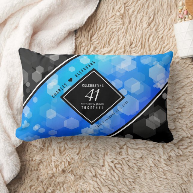 Elegant 41st Blue Topaz Wedding Anniversary Lumbar Cushion (Blanket)