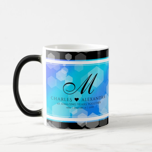 Elegant 41st Blue Topaz Wedding Anniversary Magic Mug (Left)