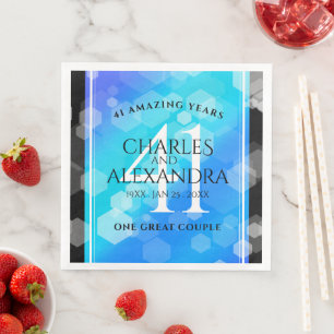 Elegant 41st Blue Topaz Wedding Anniversary Napkin