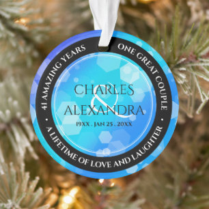 Elegant 41st Blue Topaz Wedding Anniversary Ornament