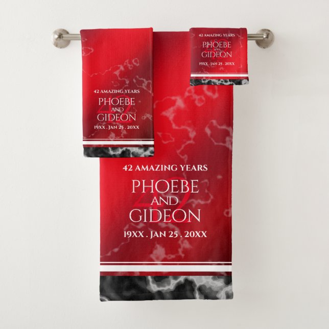 Elegant 42nd Jasper Wedding Anniversary Bath Towel Set (Insitu)
