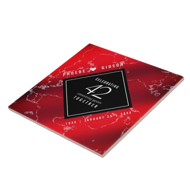 Elegant 42nd Jasper Wedding Anniversary Ceramic Tile (Side)