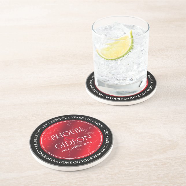 Elegant 42nd Jasper Wedding Anniversary Coaster (Side)