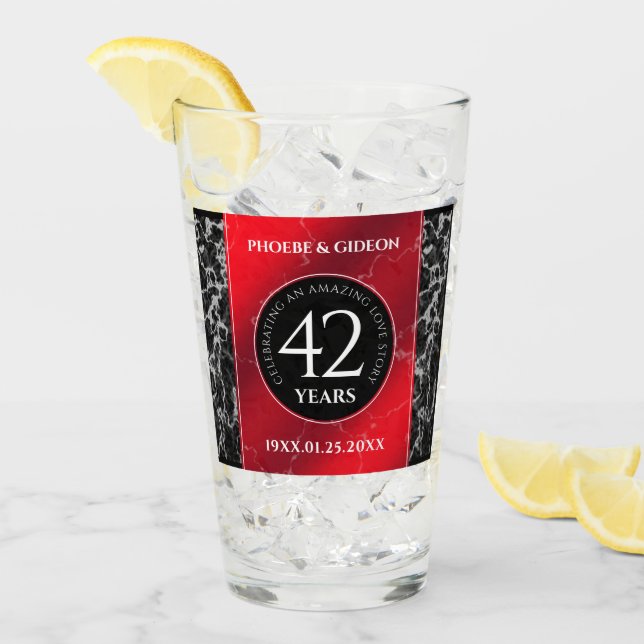 Elegant 42nd Jasper Wedding Anniversary Glass (Front Ice)