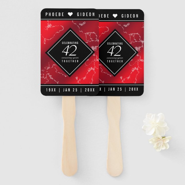 Elegant 42nd Jasper Wedding Anniversary Hand Fan (Front and Back)