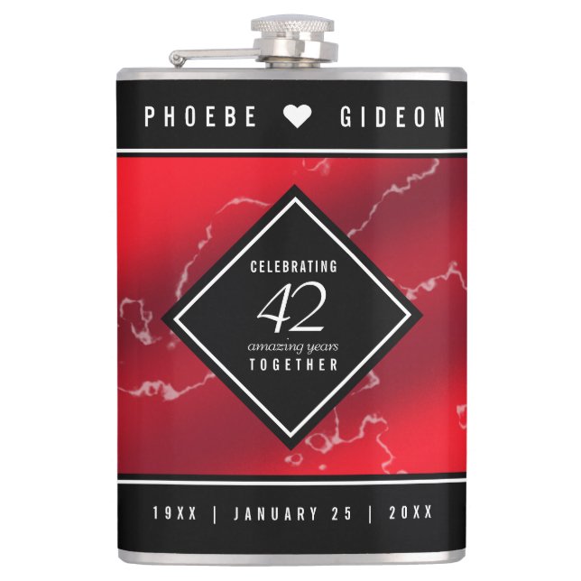 Elegant 42nd Jasper Wedding Anniversary Hip Flask (Front)