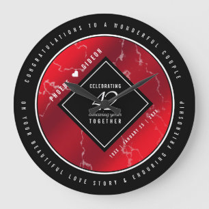 Elegant 42nd Jasper Wedding Anniversary Large Clock