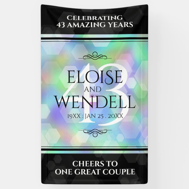 Elegant 43rd Opal Wedding Anniversary Celebration Banner (Vertical)