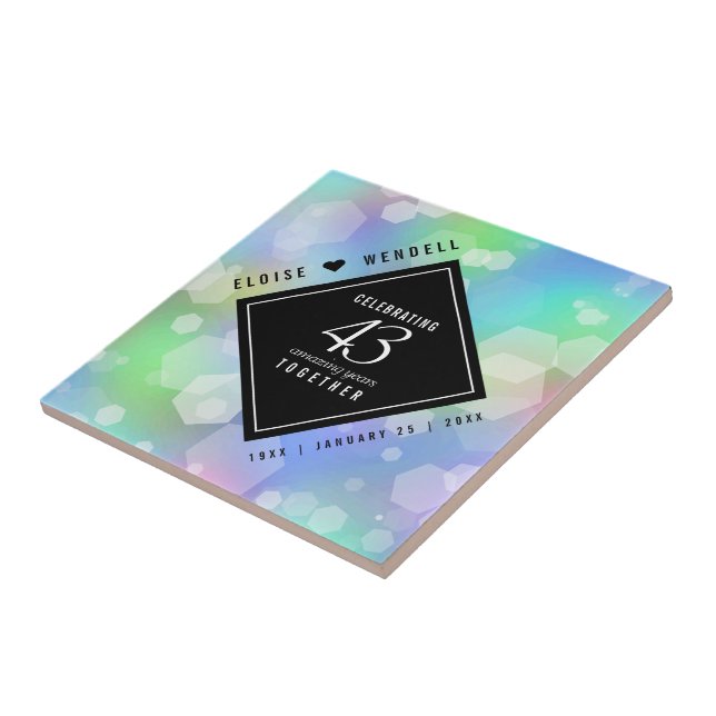 Elegant 43rd Opal Wedding Anniversary Celebration Ceramic Tile (Side)