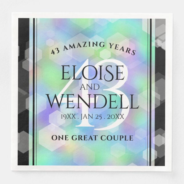 Elegant 43rd Opal Wedding Anniversary Celebration Napkin (Front)
