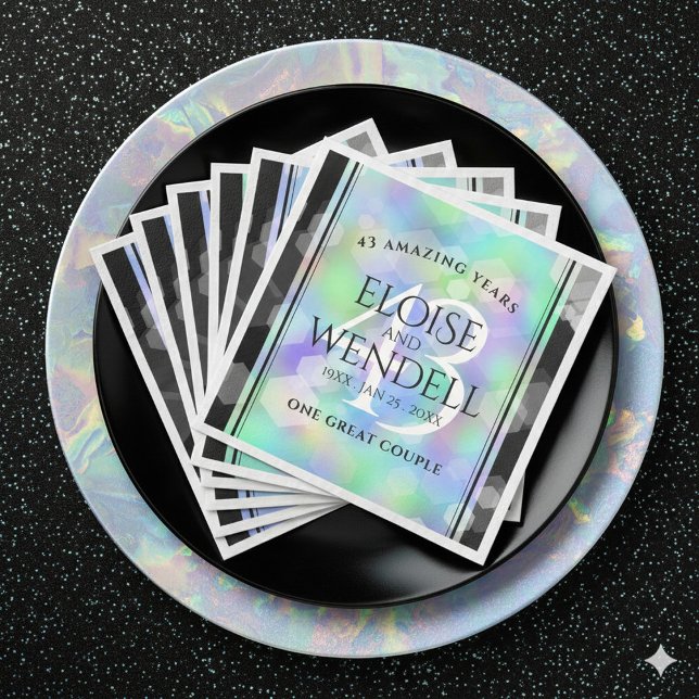 Elegant 43rd Opal Wedding Anniversary Celebration Napkin (Elegant 43rd Opal Wedding Anniversary Napkins Cover Photo)