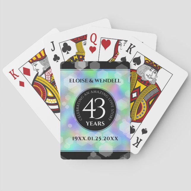 Elegant 43rd Opal Wedding Anniversary Celebration Playing Cards (Back)