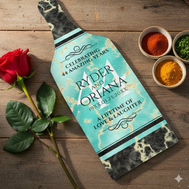 Elegant 44th Turquoise Wedding Anniversary Cutting Board (44th Turquoise Wedding Anniversary Paddle Cutting Board Cover Photo)