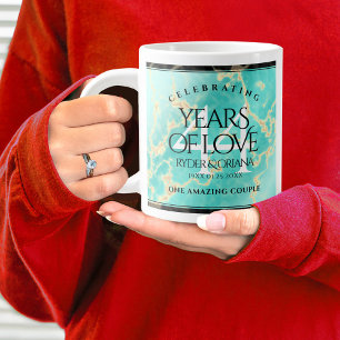 Elegant 44th Turquoise Wedding Anniversary Large Coffee Mug