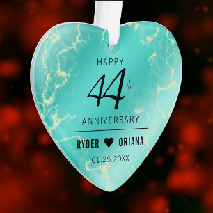 Elegant 44th Turquoise Wedding Anniversary Ornament