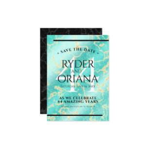 Elegant 44th Turquoise Wedding Anniversary Save The Date