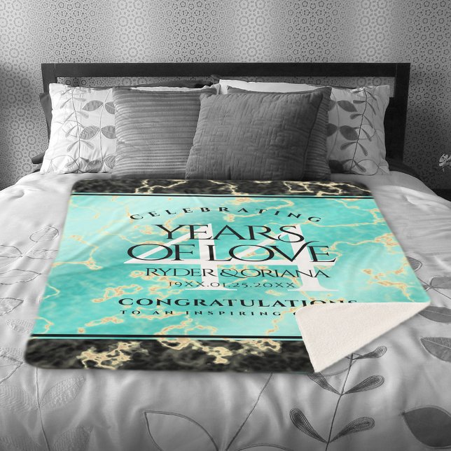 Elegant 44th Turquoise Wedding Anniversary Sherpa Blanket (Elegant 44th Turquoise Wedding Anniversary Sherpa Fleece Blanket Cover Photo.)