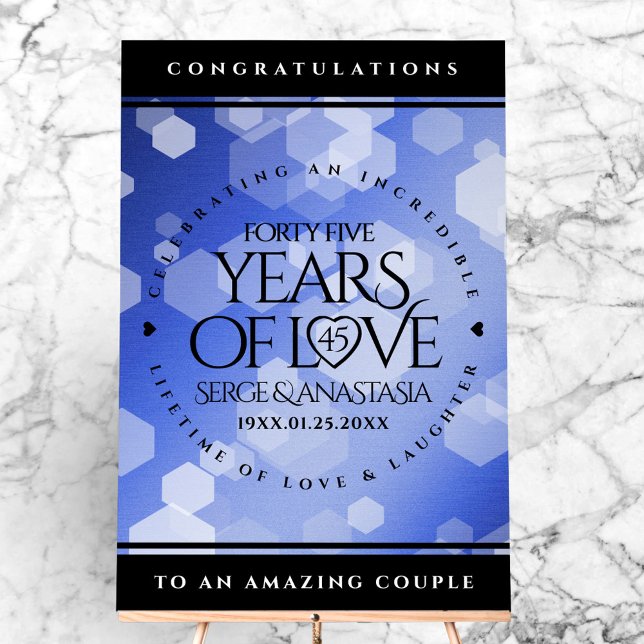 Elegant 45th Sapphire Wedding Anniversary Acrylic Sign (Elegant 45th Sapphire Wedding Anniversary Acrylic Sign Cover Photo)