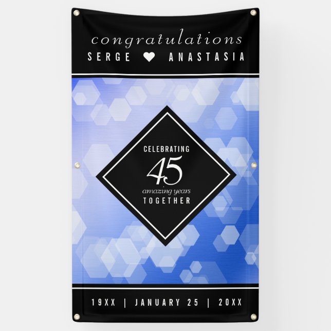 Elegant 45th Sapphire Wedding Anniversary Banner (Vertical)