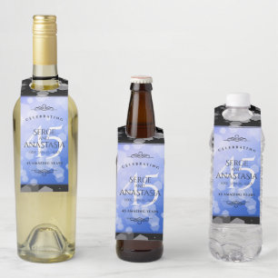 Elegant 45th Sapphire Wedding Anniversary Bottle Tag