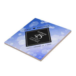Elegant 45th Sapphire Wedding Anniversary Ceramic Tile