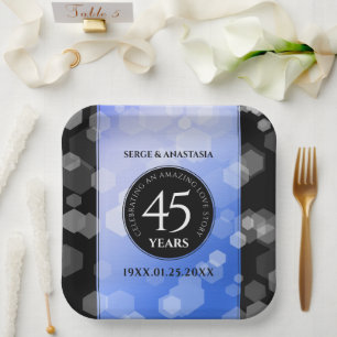 Elegant 45th Sapphire Wedding Anniversary Paper Plate