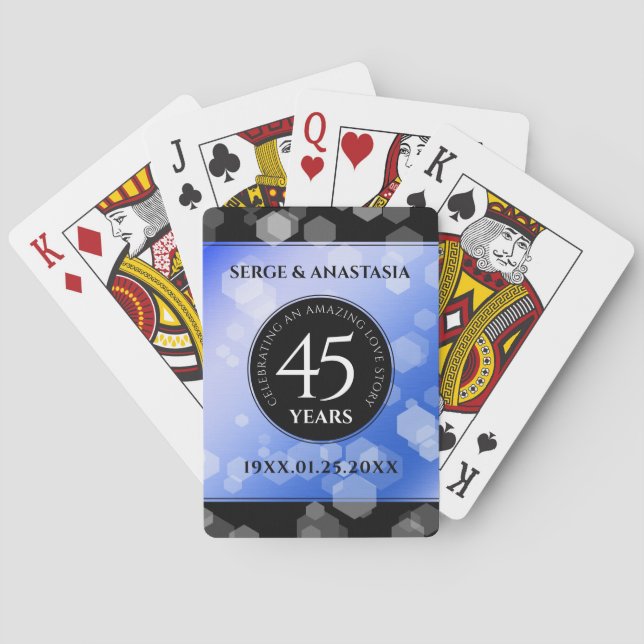 Elegant 45th Sapphire Wedding Anniversary Playing Cards (Back)