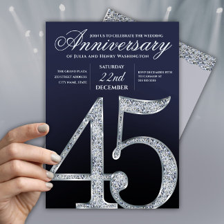 Elegant 45th Wedding Anniversary Invites 