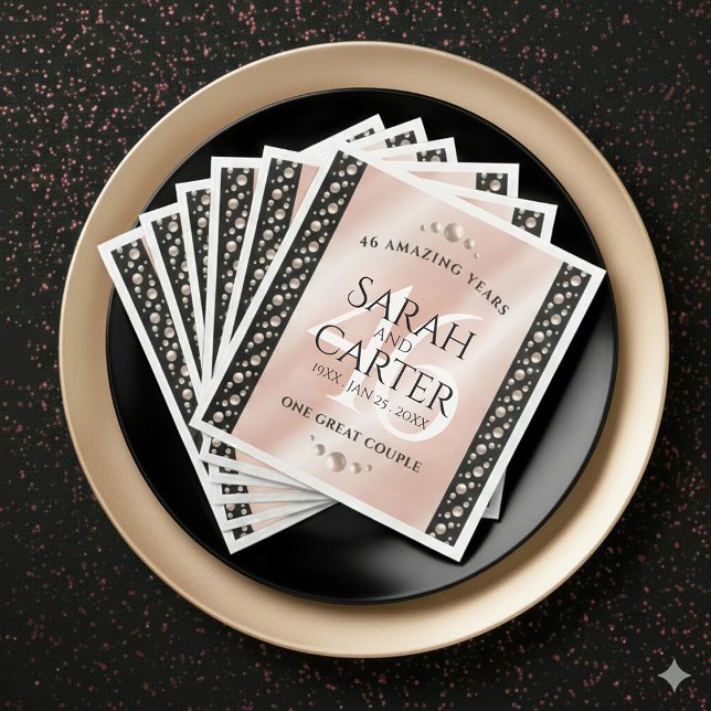 Elegant 46th Pearl Wedding Anniversary Celebration Napkin (Elegant 46th Pearl Wedding Anniversary Napkins Cover Photo)