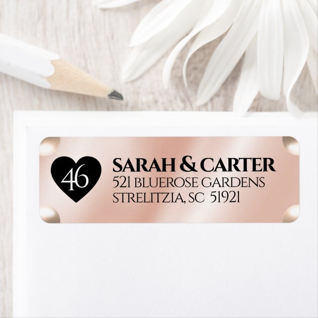 Elegant 46th Pearl Wedding Anniversary Celebration Return Address Label (Insitu)