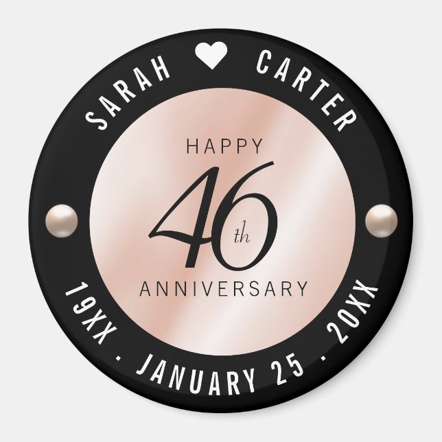 Elegant 46th Pearl Wedding Anniversary Magnet (Front)