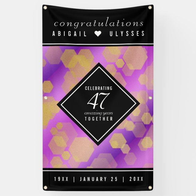 Elegant 47th Amethyst Wedding Anniversary Banner (Vertical)