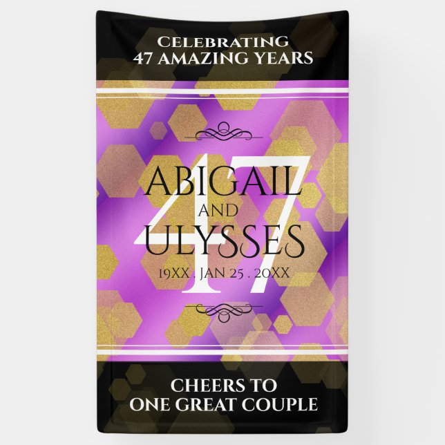 Elegant 47th Amethyst Wedding Anniversary Banner (Vertical)