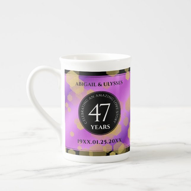 Elegant 47th Amethyst Wedding Anniversary Bone China Mug (Left)