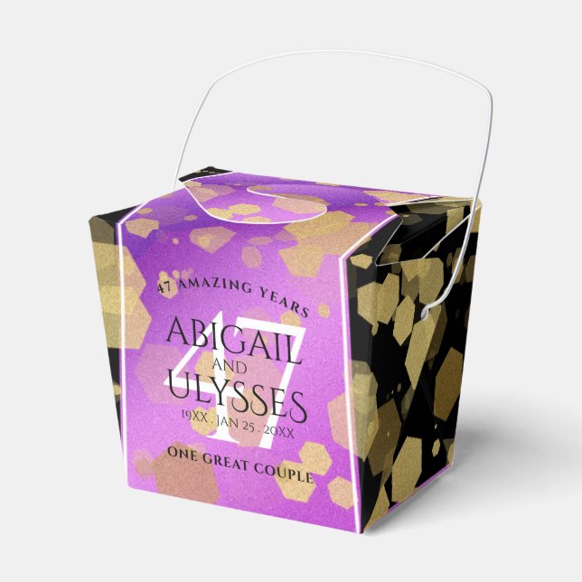 Elegant 47th Amethyst Wedding Anniversary Favour Box (Front Side)