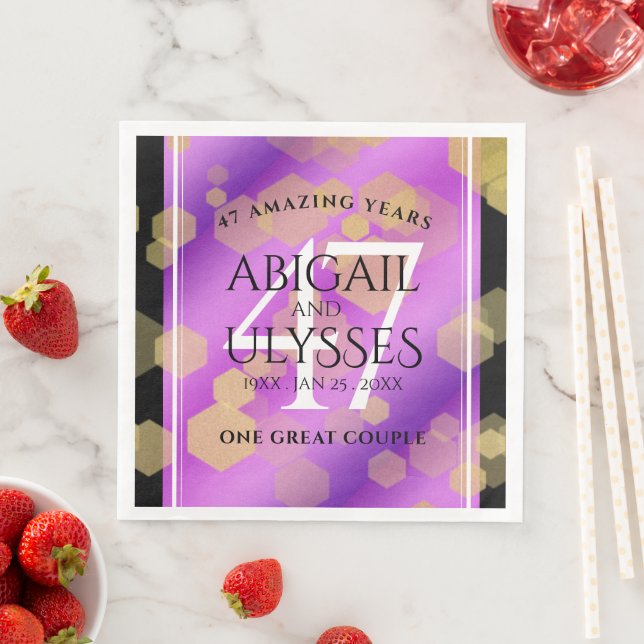 Elegant 47th Amethyst Wedding Anniversary Napkin (Insitu)