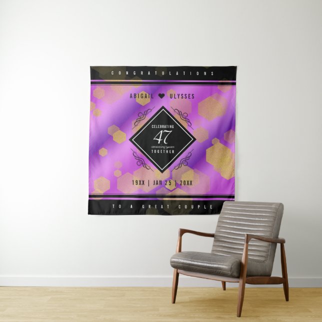 Elegant 47th Amethyst Wedding Anniversary Tapestry (In Situ)