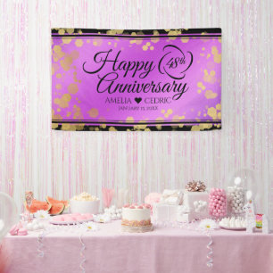 Elegant 48th Amethyst Wedding Anniversary Banner