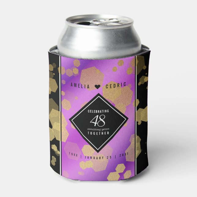 Elegant 48th Amethyst Wedding Anniversary Can Cooler (Can Front)