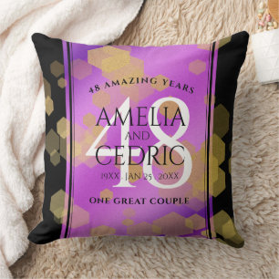 Elegant 48th Amethyst Wedding Anniversary Cushion