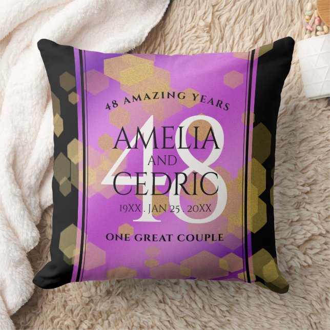 Elegant 48th Amethyst Wedding Anniversary Cushion (Blanket)