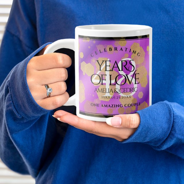 Elegant 48th Amethyst Wedding Anniversary Large Coffee Mug (48th Wedding Anniversary Jumbo Cover Photo.)