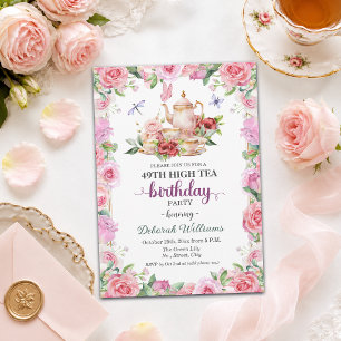 Elegant 49th Birthday High Tea Party  Invitation