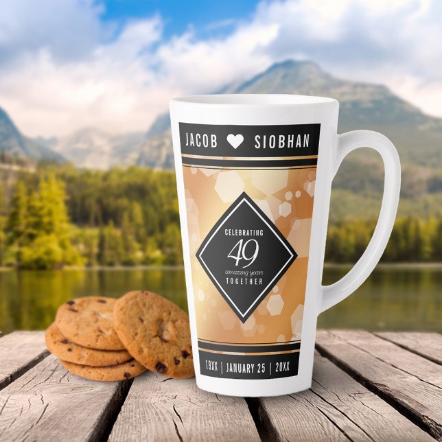 Elegant 49th Copper Wedding Anniversary49 Latte Mug (Elegant 49th Copper Wedding Anniversary Tall Latte Mug at Lakeside Cottage.)